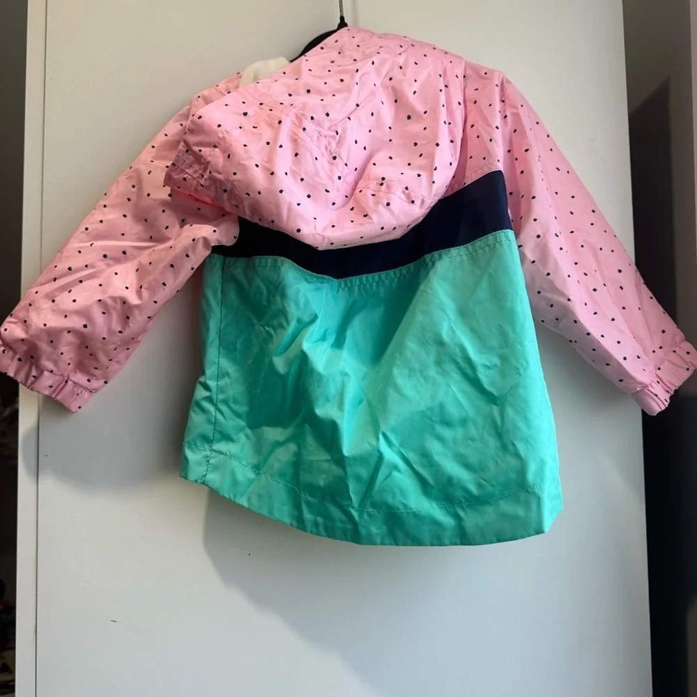 Cat & Jack Pink, Navy & Teal Colorblock Rain Jacket